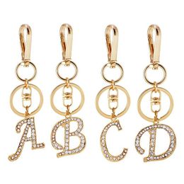 Keychains Lanyards 26 Letter Keychain Pendant Zinc Alloy Diamond Keyring Diy Fashion Accessories Key Chain Drop Delivery Dh52A