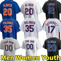 Custom Baseball Jerseys Pete Alonso Justin Verlander Francisco Lindor Kodai Senga Jeff McNeil Max Scherzer Starling Marte Eduardo Escobar Custom Jersey Men Women