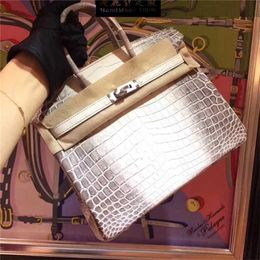 Handmade Bag Platinum Real Tote Himalayan Crocodile Leather 30 Women's Portable Oem