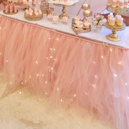 Other Event Party Supplies 22m long fluffy tutu gauze table skirt mesh birthday party dessert wedding signin surrounding tablecloth deco 230522