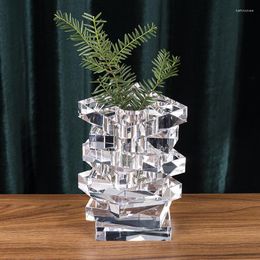 Vases Modern Creative Light Luxury Crystal Vase Table Top Porch Wine Cabinet TV Decoration Wedding Birthday Gift