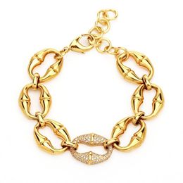 Bangle VAROLE Punk Bamboo Chain Bracelets For Women Cubic Zirconia Gold Colour Fashion Jewellery Pulseras