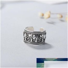 Band Rings New Creative Beautif Retro Animal 925 Sterling Sier Jewelry Personality Ethnic Style Elephant Group Opening R140 Dhgarden Dh79Q