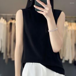 Women's Tanks Spring Summer Woman's Tees Sleeveless Small Turtleneck Tank Top Sweater Female Pullover T-Shirt Bottom Wool Worsted