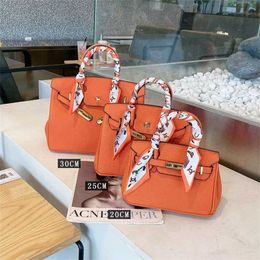 Bag Tote Litchi 2024 Platinum Style Women's Scarf Handbag Versatile Shoulder Leather Messenger Straight