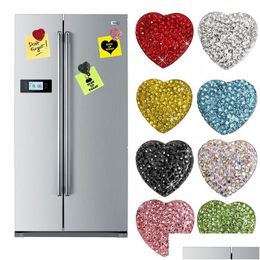 Fridge Magnets Diamond Creative Heart Magnetic Sticker Home Decor 9 Colors Drop Delivery Garden Dhwdp