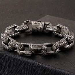 Bangle Vintage 14MM Stainless Steel Link Chain Man Bracelet Friendship Bracelets Male Pulseira Bikers Wrist Jewelry On Hand Accessories