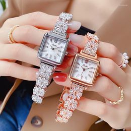 Wristwatches Luxury Water Diamond Band Square Dial Quartz Women's Watch Limited Fashion Waterproof Shiny Party Jewellery Wrist Renogio