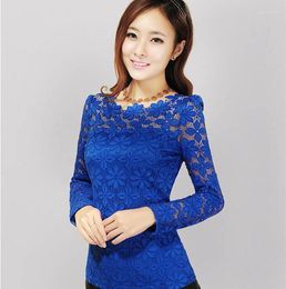 Women's Blouses Plus Size S-5XL Women's Lace Crochet Shirts Long Sleeve Sexy Tops Women Blouse