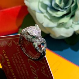 925 sterling silver leopard head ring fashion with zircon cheetah open ring men and women leopard head ring251f