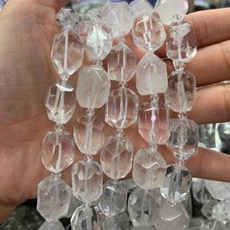 Crystal Natural White Rock Quartz Beads 15'' Faceted Irregular DIY Loose Beads For Jewelry Making Beads Necklace For Women Men Gift