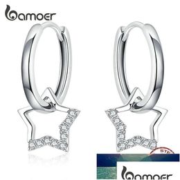 Dangle Chandelier Bamoer Statement Jewellery Clear Cz Earrings With Star Charm Women Genuine 925 Sterling Sier Fine Dhgarden Dhwuo
