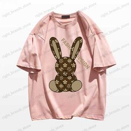 Men's T-Shirts Lovely Bunny Cotton Tshirt Men Fashion Tees Luxury Brand T Shirts Solid Color Print Oversized Teeshirt Short Sleeve Man Clothing T230523