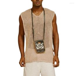 Men's Tank Tops Summer Men Loose KniSports Vest Sleeveless Breathable Mesh Bottoming T-shirt Mans Fashion Woven Fitness Cardigan Tshirts