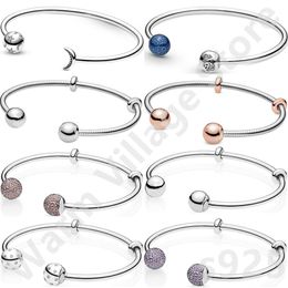 Bangle Original sterling silver crystal bracelet opening suitable for charm bracelet 925 ladies pendant gift Jewellery
