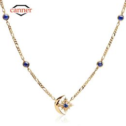 Necklaces canner Star Moon 925 Sterling Silver 18k Gold Plating Zircon Clavicle Chain Necklaces for Women Daily Wear Fine Jewellery Gifts