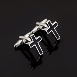 Luxury shirt christians cufflinks for mens gift Brand cuff buttons Iron Cross cuff links Black High Quality abotoaduras Jewellery