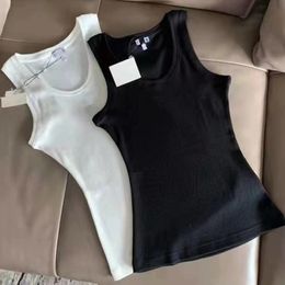 Fashion Brand Tank Top Women T-Shirt Knitted Thread Luxury Summer Tops Pure Cotton Breathable Vest Casual Elasticity Camisole