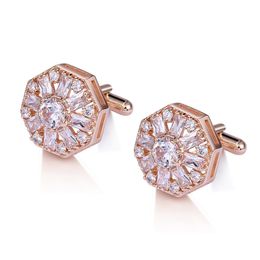 WEIMANJINGDIAN Brand New Arrival High Quality 3A Cubic Zirconia CZ Crystal Round Flower CuffLinks for Men