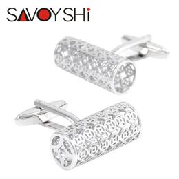 SAVOYSHI French Shirt Cufflinks for Mens Fine Gift Cuff bottons High Quality Silver color Cuff links Brand Designer Men Jewelry