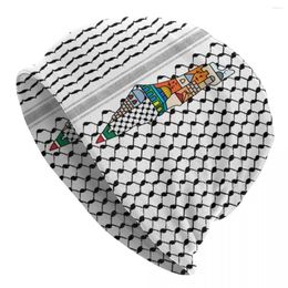 Berets Palestinian Map Kufiya Hatta Pattern Skullies Beanies Caps Unisex Winter Warm Knitting Hat Palestine Keffiyeh Bonnet Hats Cap