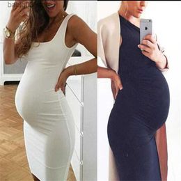 Maternity Dresses Casual Maternity Dress Sleeveless Women Clothes Solid Maternity Dress White Blue Pregnant Clothes Maternity Pregnancy Clothing T230523