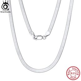 Necklaces ORSA JEWELS 925 Sterling Silver 3mm Flexible Flat Chain Herringbone Snake Chain Necklace for Women Men Neck Chain Jewellery SC35