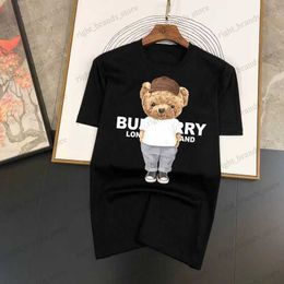 Men's T-Shirts 2023 Summer Brand Men T-Shirt High Quality Cotton Letters T Shirt Bear Print Short Sleeves Set Women Fashion Design Tee Top Suit T230523