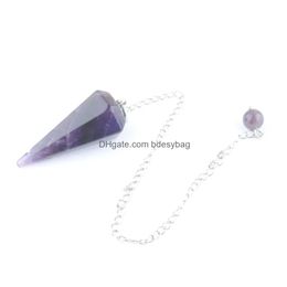 Pendant Necklaces Reiki Pyramid Hexagonal Pendum Chain Natural Healing Stone Jewelry For Women Amet Classic Bn436 Drop Delivery Penda Dha7H