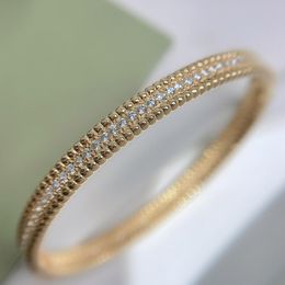 Bangles The Latest Fashion In 2021 Simple Single Row Zircon Bracelet For Women Gorgeous Luxury Brand Jewelry Electroplating Light Gold