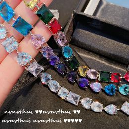 Bracelets Rich Woman Bracelet 18K Platinum Plated Crystal Gem Shaped High Carbon Diamond Love Square Oval Water Drop Zircon Bracelet