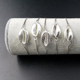 Bracelets WTB309 Wholesale Silver plated natural cowrie shell bracelet fashion adjustable full silver plated cowrie bracelet