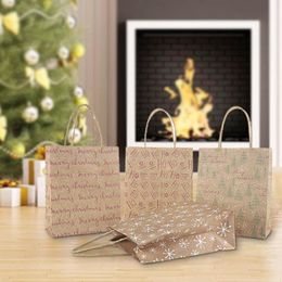 Gift Wrap 4pcs Christmas Bag Kraft Paper Bags Candy Box BagChristmas Goodie Packaging Sweets