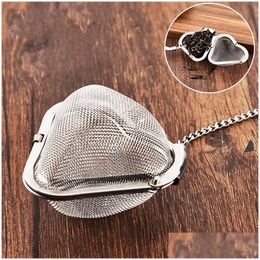 Tea Strainers Stainless Steel Strainer Creative Heartshaped Mesh Teas Infuser Home Coffee Vanilla Spice Philtre Diffuser Reusable Dro Dhfm2