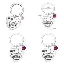 Keychains Lanyards Peach Heart Keychain Pendant Stainless Steel Diamond Key Chain Colleagues Friends Gift Keyring Drop Delivery Fa Dhpu8