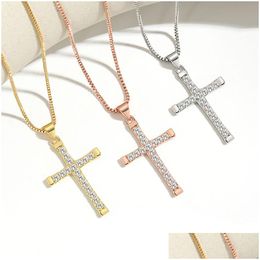 Pendant Necklaces Hip Hop Cross Necklace Diamond Fashion Jewellery Accessories Drop Delivery Pendants Dhl9E