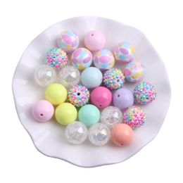 Crystal Kwoi vita AM032 Colourful Pastel Easter Colour Mix 20mm Round Acrylic Chunky Beads for Kids Necklace Jewellery Making 50pcs A lot