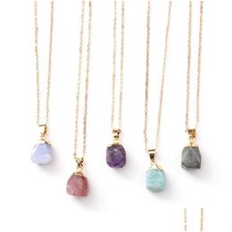 Pendant Necklaces Natural Stone Necklace Drop Shaped Crystal Fashion Jewelry Accessories Whit Chain 13X18Mm Delivery Pendants Dhexi