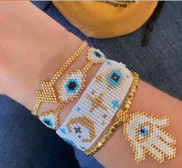 Bracelets New fashion charm multicolor evil eye pattern beautiful Miyuki beads handmade bracelet for ladies