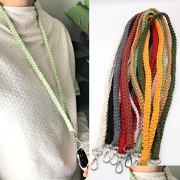 Keychains Lanyards Hand Woven Lanyard Keychain Id Cards Strap Mobile Phone Drop Delivery Fashion Accessories Dhklk