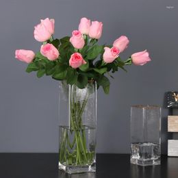 Decorative Flowers 2pcs/pack Different Color Imitation Small Rose Bud Home Wedding Decoration Artificial DIY Finished Holding Flower Bouquet