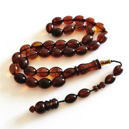Clothing islamic rosary misbaha Islam Gifts Coffee resin Amber oval shape 11*14mm 33 Prayer Beads Muslim Tasbih Tasbeeh wholesale