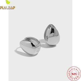 Huggie 925 Sterling Silver Glossy Water Droplets Hoop Earrings For Women 18k Gold Platinum Plating Oval Earing Femme Fine Jewellery