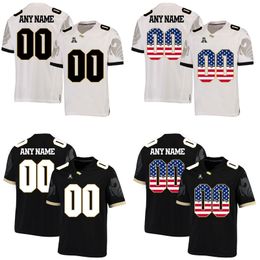 Custom UCF Knights jerseys customize men college black white us flag fashion adult size american football wear stitched jersey mix order