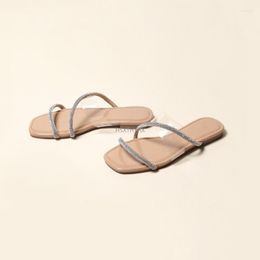 Slippers Summer Women's Transparent PVC Crystal Flat Sandals Open Toe Handmade Outdoor Beach Shoes Fashion Plus Size
