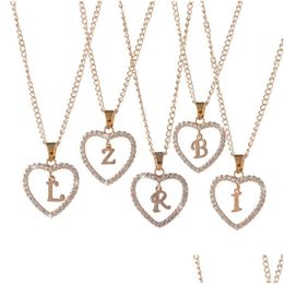 Pendant Necklaces 24 Letter Necklace Diamond Heart Fashion Jewelry Accessories Drop Delivery Pendants Dhyag