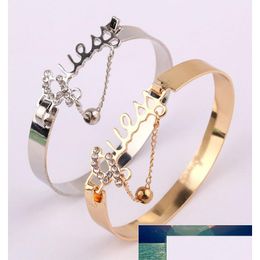 Charm Bracelets Selling Jewelry Fashion Women Metal Accessories Bracelet Letter Alloy With Crystal Pendant Factory Price Exp Dhgarden Dhwyw