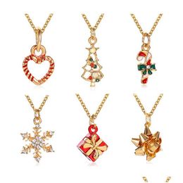 Pendant Necklaces Christmas Decorative Cartoon Snowflake Heart Necklace Xmas Gift Drop Delivery Jewelry Pendants Dho8L