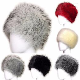 Beanies Beanie/Skull Caps Women Winter Faux Fur Hat Russian Thick Fashion Warm Fluffy Female Elegant Snow Headscarf Girls GiftBeanie/Skull B