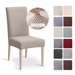 Chair Covers 1246pcs Dining Chair Cover Jacquard Spandex Slipcover Protector Case Stretch for Kitchen Chair Seat el Banquet Elastic 230522